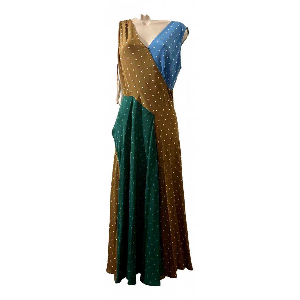 Diane von Furstenberg maxi silk dress with a polka dott pattern