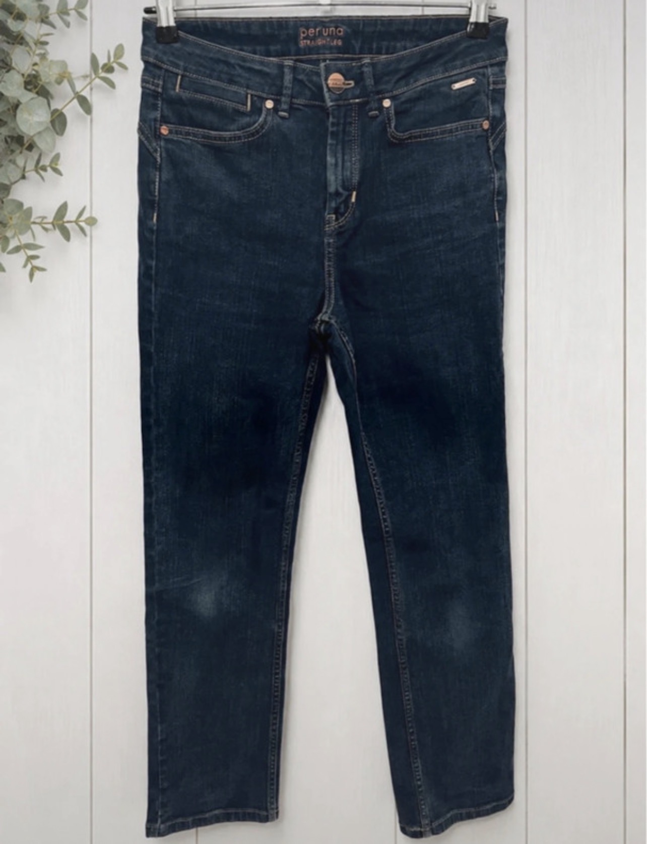 M&S Per Una Straight Leg Indigo Jeans UK 10 Regular (29" Inside Leg)