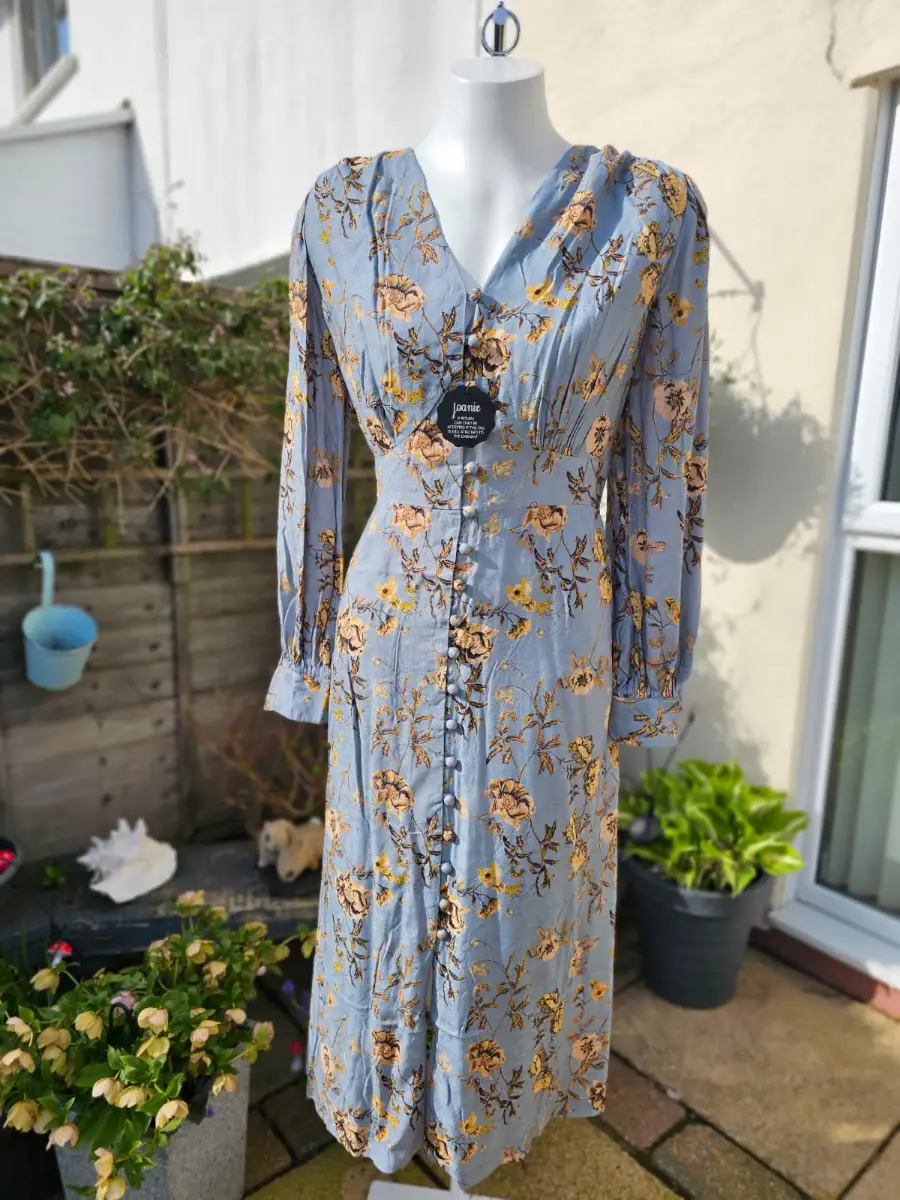 Christina X Joanie Lily Of The Valley Flowers Print Midi Spring Summer Dress 14