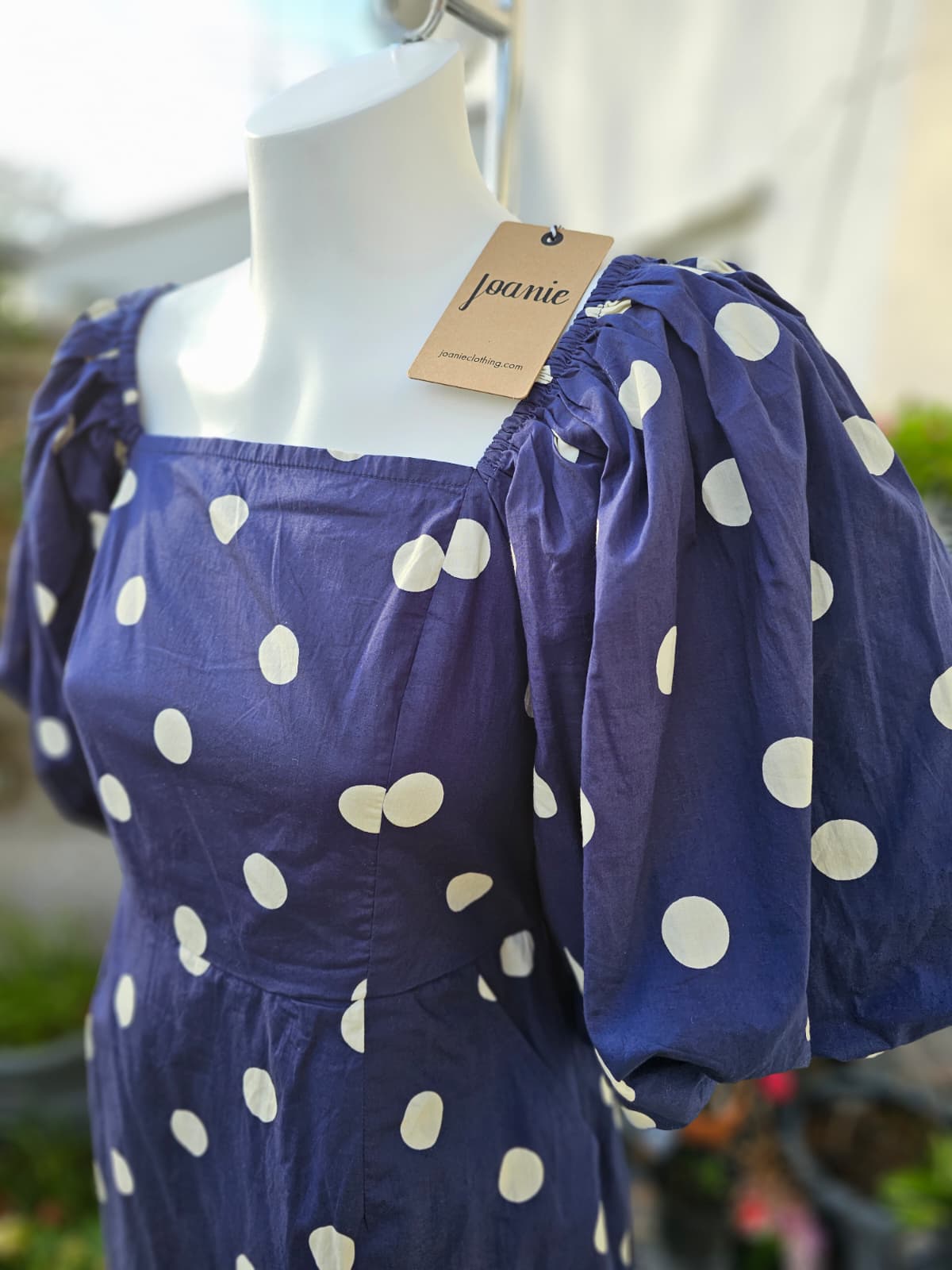 Joanie Women's Penny Polka Dot Print Square Neck Puff Sleeve Dress - UK 10