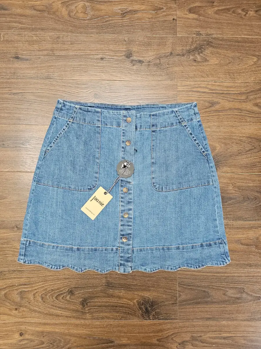Joanie Women's Denim A Line Button Through Pocket Skirt - 18 / W36 - Blue