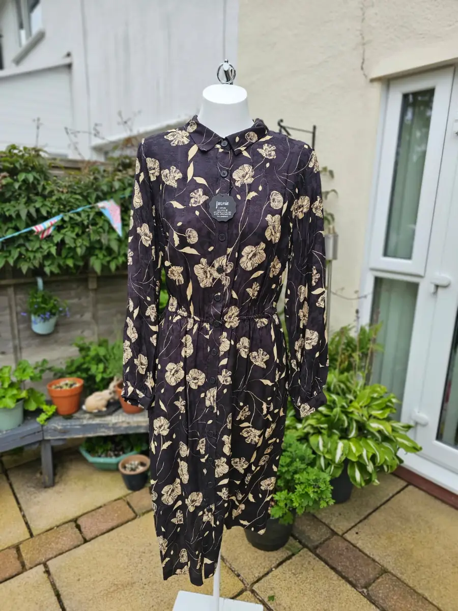 Christina Hendricks X Joanie - Orange Blossom Poppy Print Midi Shirt Dress UK 18