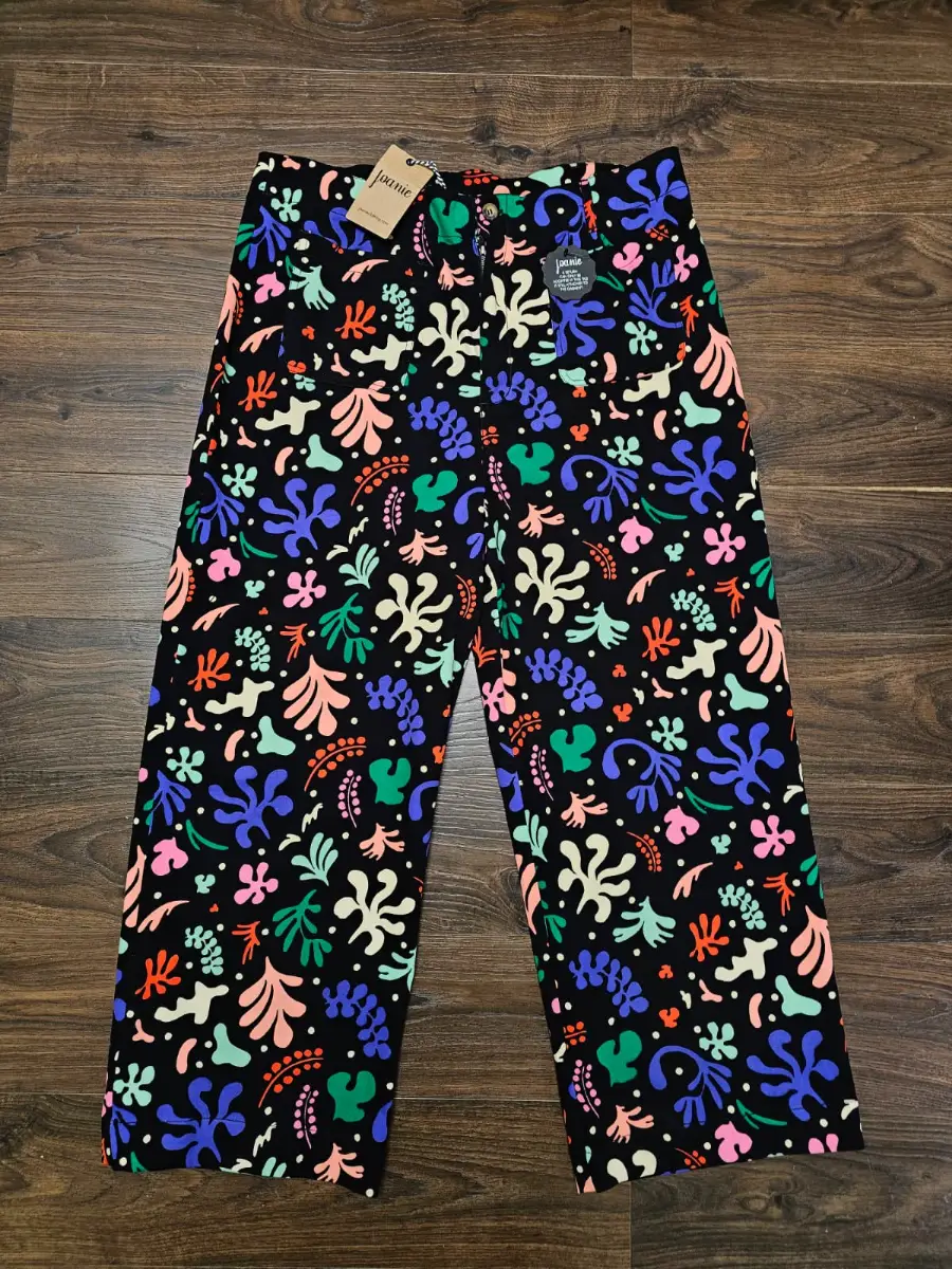 Joanie Women's Modern Art Pattern Print Straight Leg Trousers - UK 18 /W36/L27
