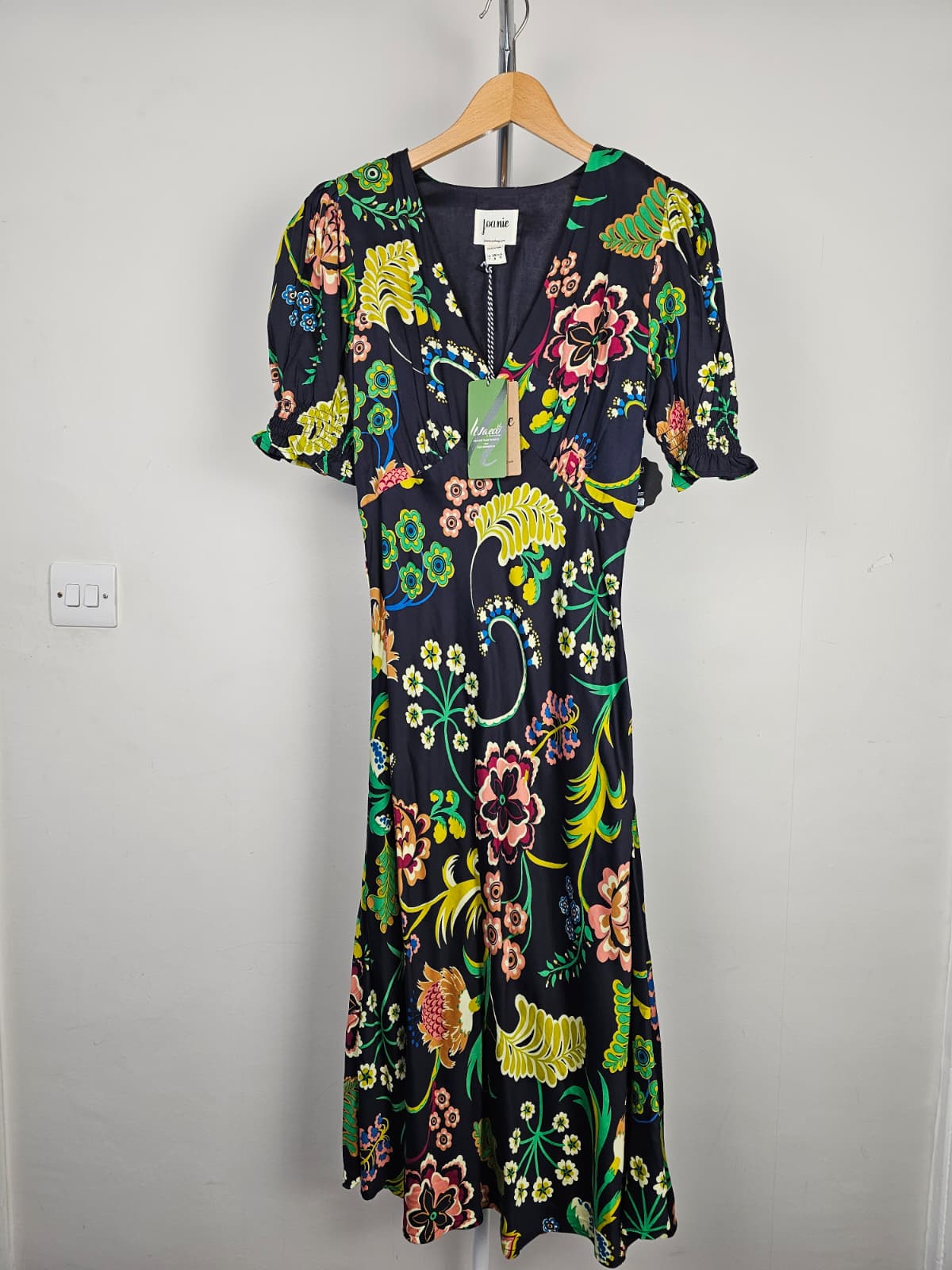 Joanie Womens Colleen Botanical Floral Flower Botanical Print Midi Dress - UK 8