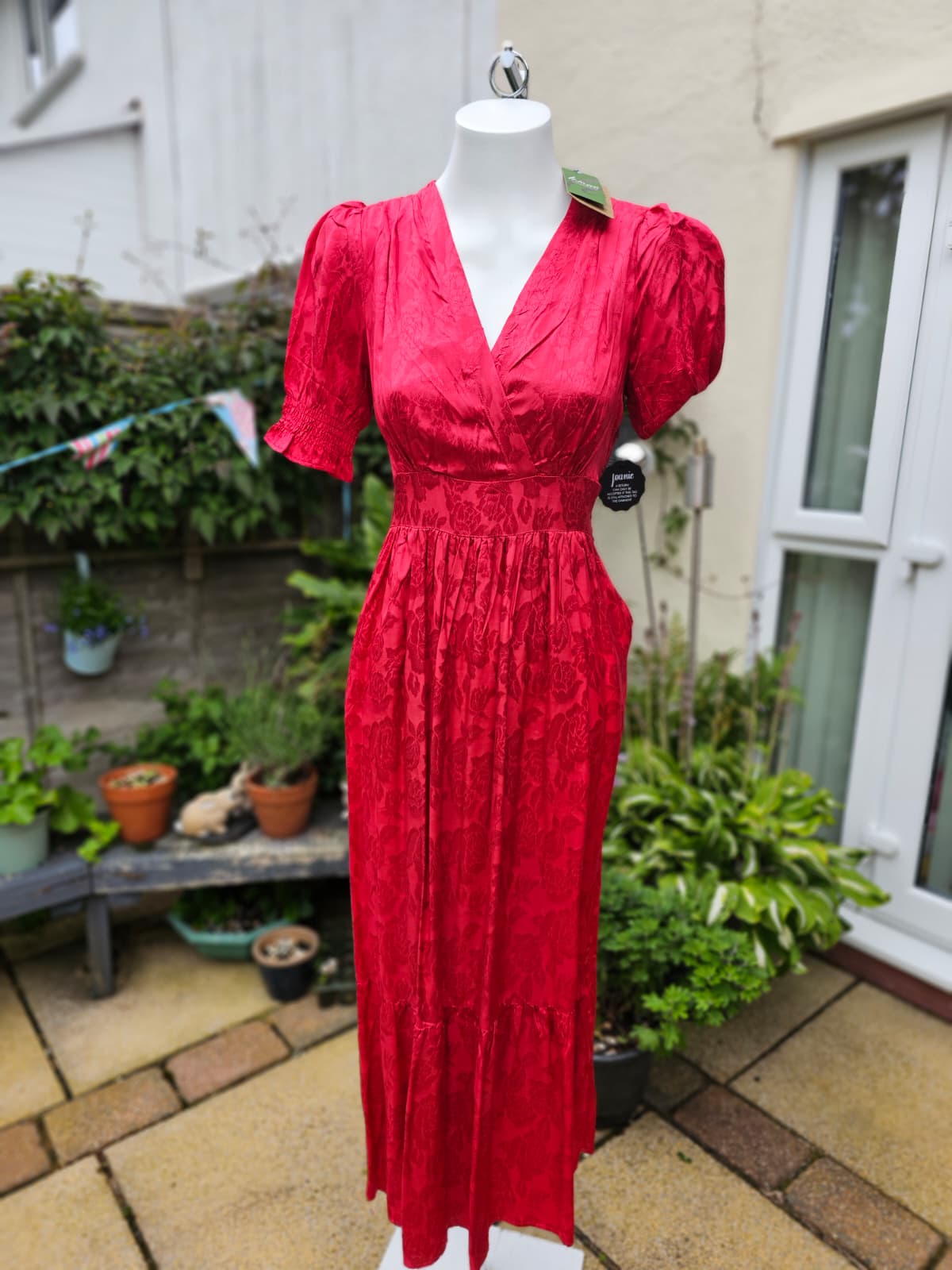 Joanie Alberto Floral Damask Midaxi Midi/Maxi Wrap Style Dress - UK 8 - Red
