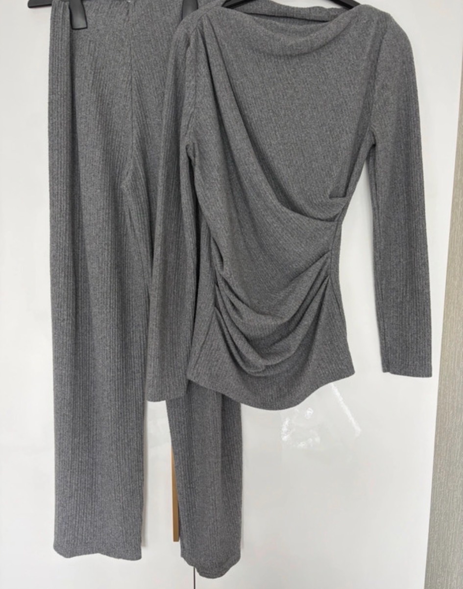 River island grey trouser coord set size medium 12-14
