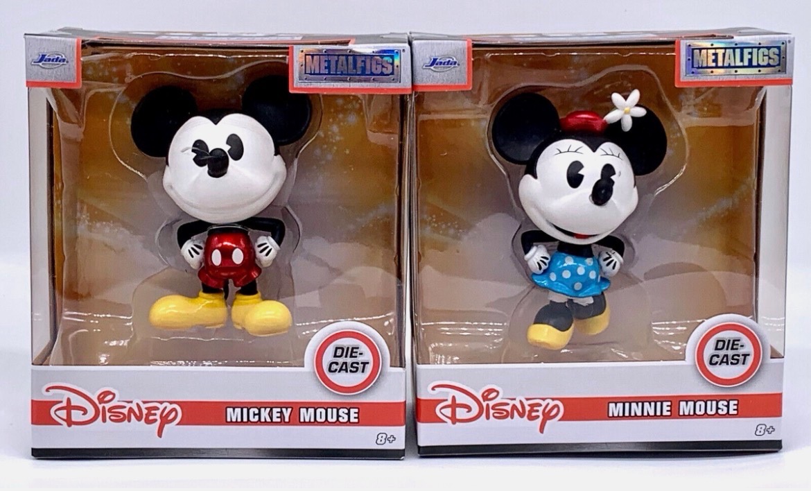 Disney Classic Mickey Mouse + Minnie Mouse 4" Die Cast Metal Figures Metalfigs