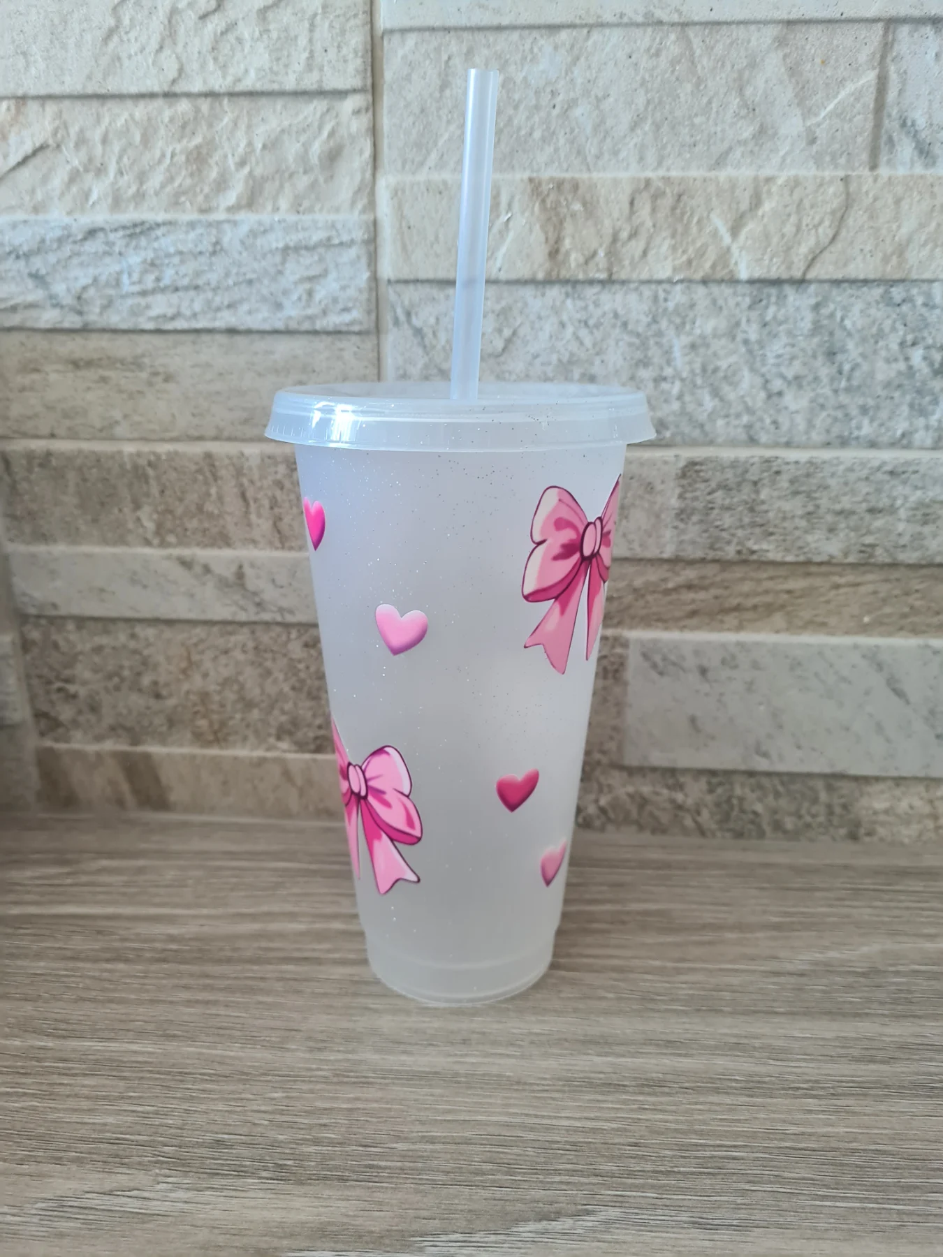 Pink heart and bows 24oz tumbler