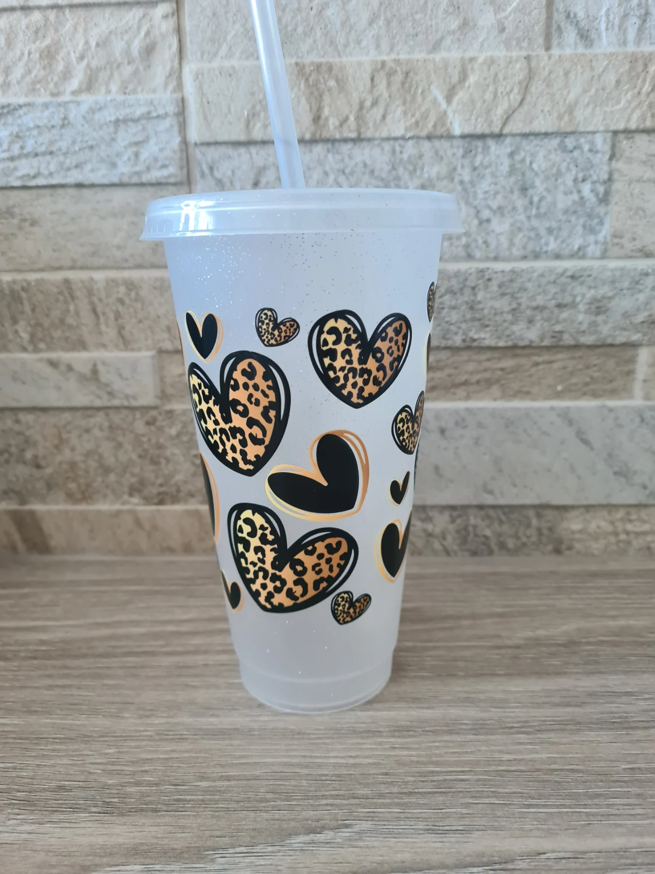 Leppard print hearts 24oz tumbler