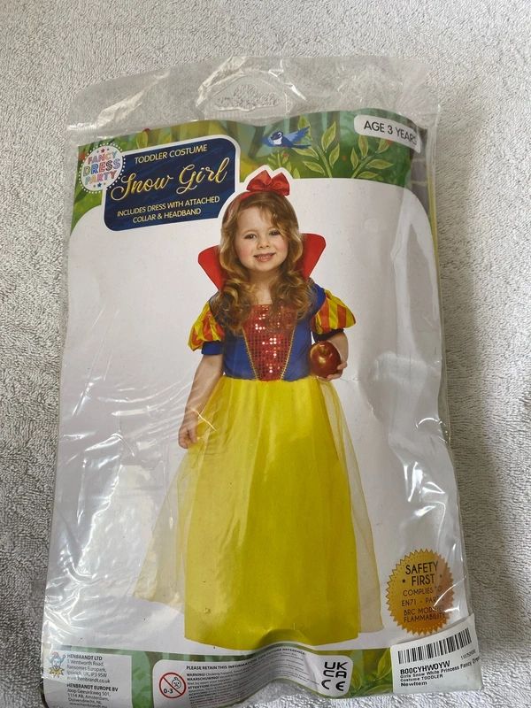 Snow White Child Fancy Dress Costume 3 Years Old
