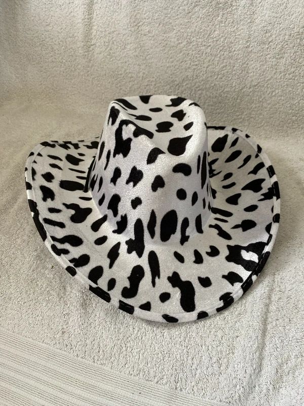 Cow Print Velour Cowboy Hat Fancy Dress Accessory