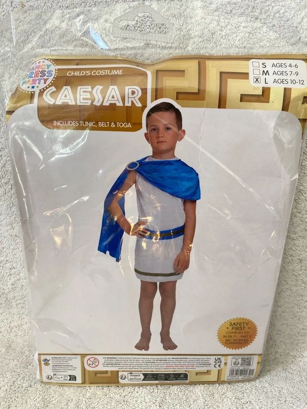 Child Boys Roman Emperor Caesar Toga Fancy Dress Costume 7-9 Years Old
