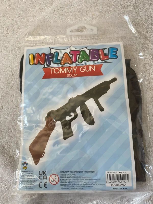 Inflatable Blow Up 80cm Long Gangster Tommy Gun
