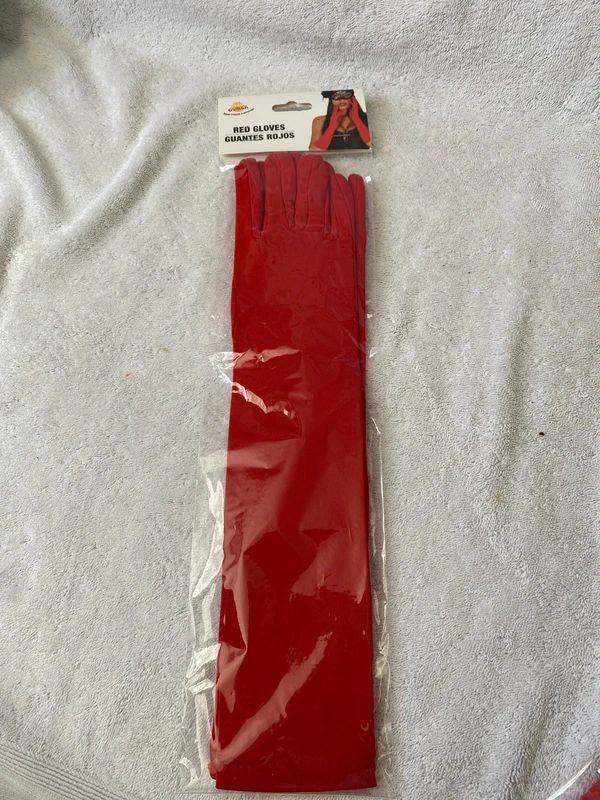 Pair of Red Elbow Length Opera Gloves