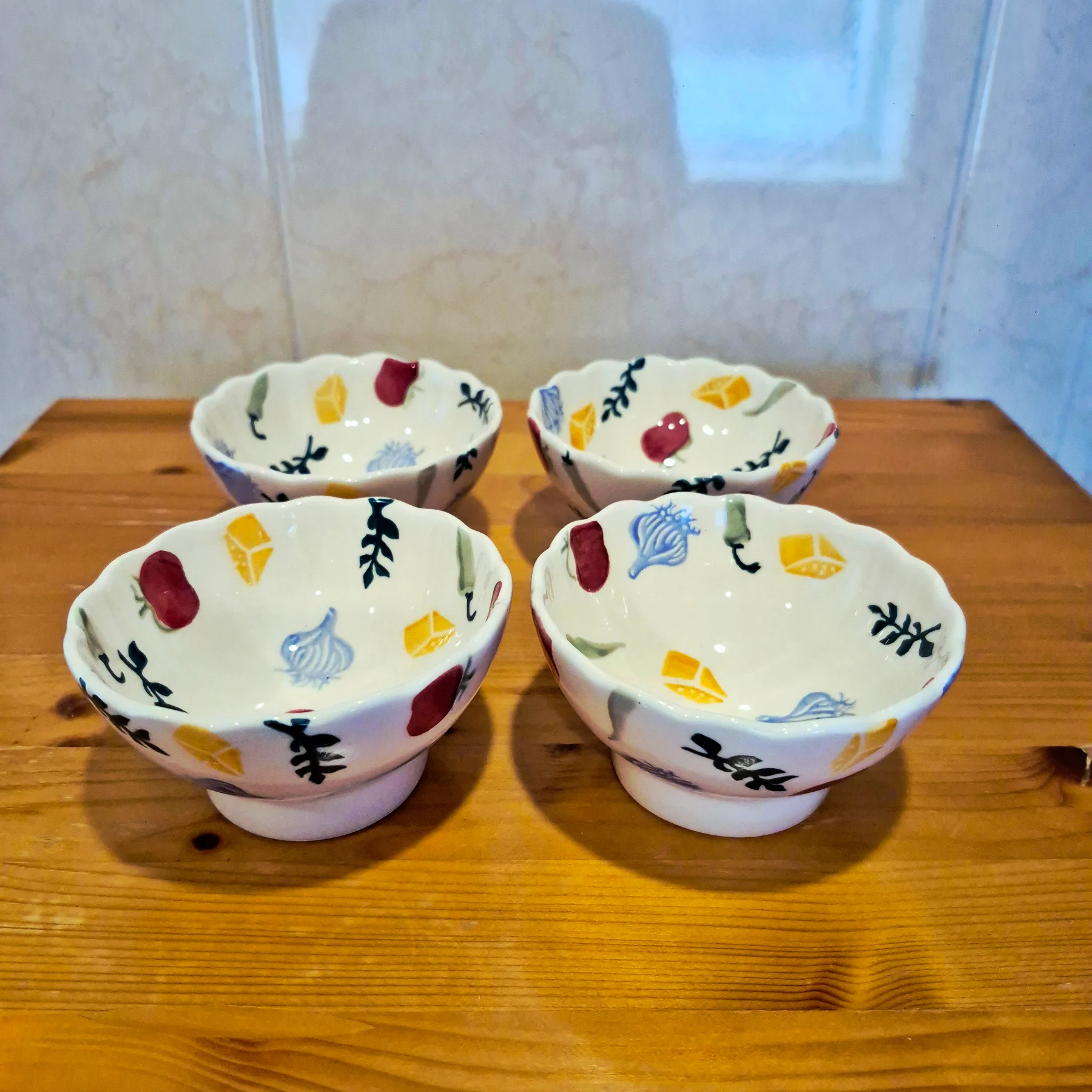 4x Emma Bridgewater Dip Bowl Set Market Deli Fluted Bowls Rare Discontinued Unused New 1st Quality