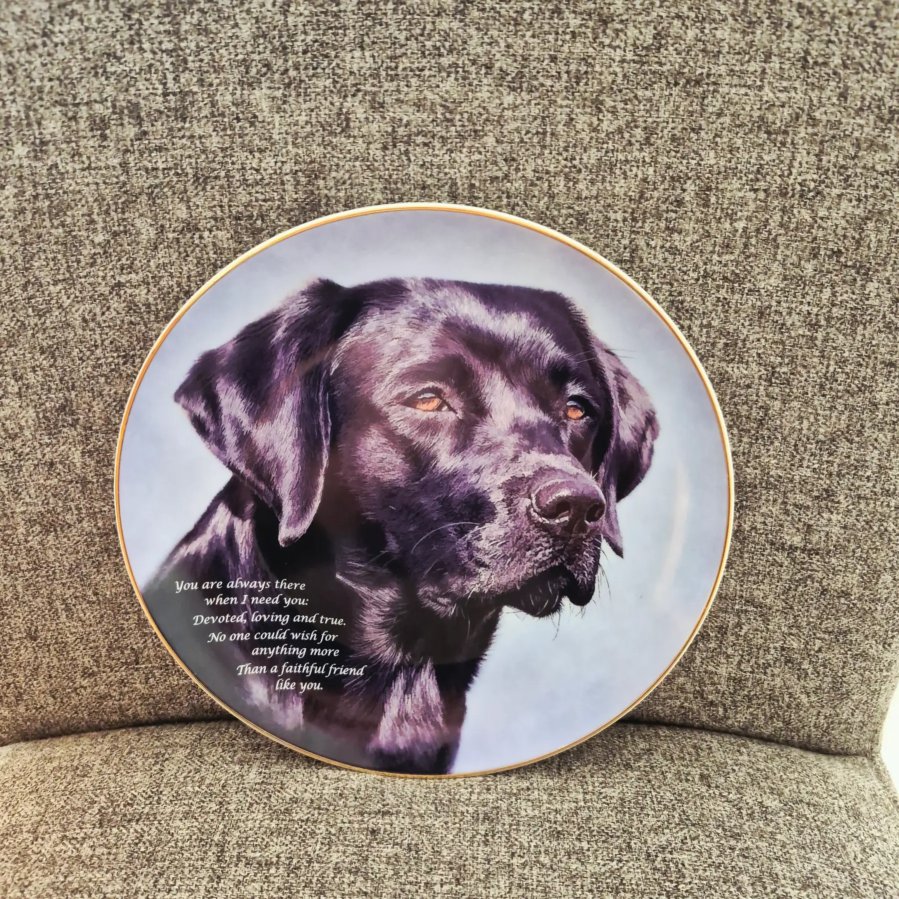 Black Labrador plate 8" Danbury Mint Called Faithful Friend With Verse