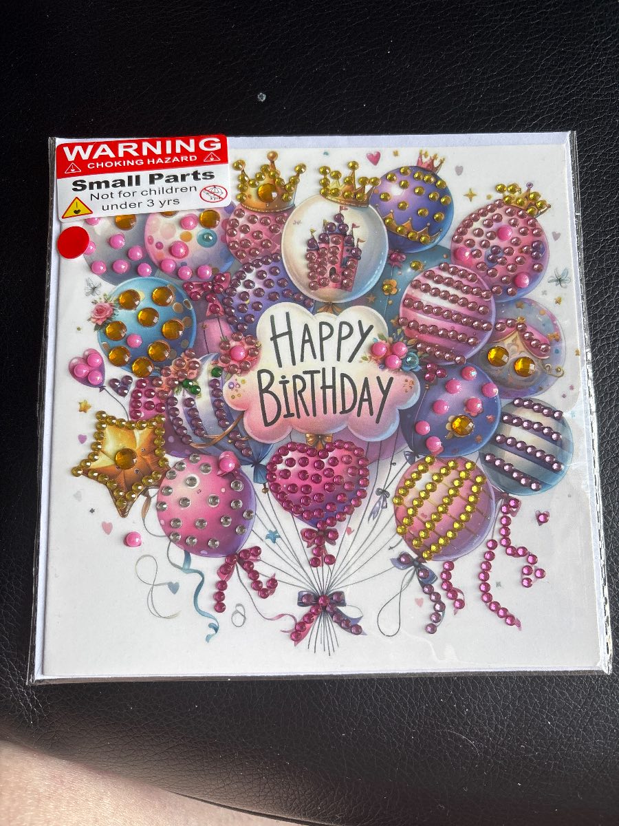 Balloons birthday card diamond art