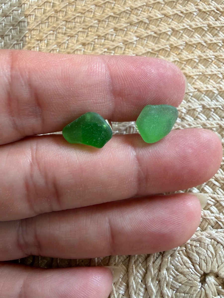 Cornish green sea glass stud earrings