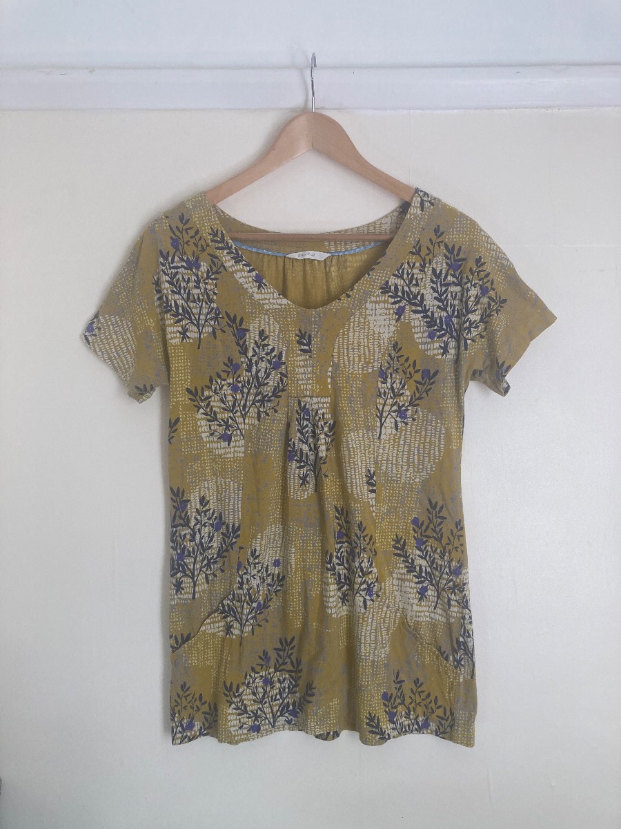 White Stuff Nectar yellow Floral Print Tunic short sleeve top