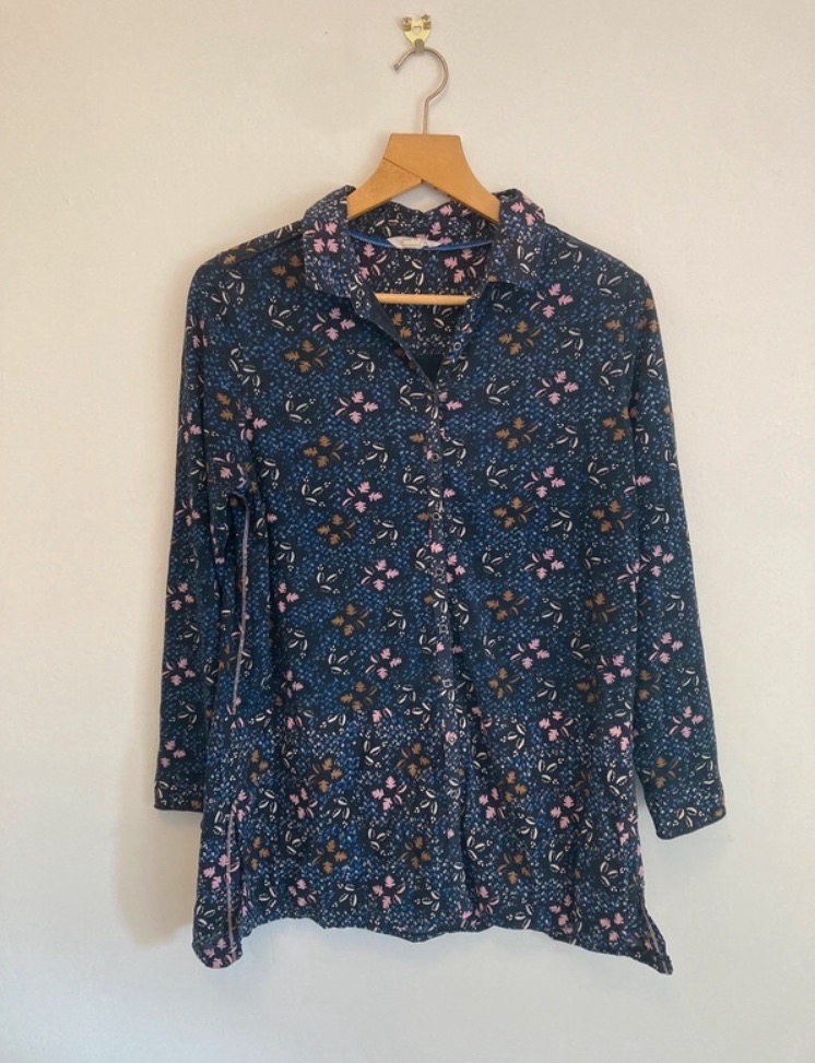 White stuff lottie longline ditsy floral print long sleeve blouse shirt Size 12