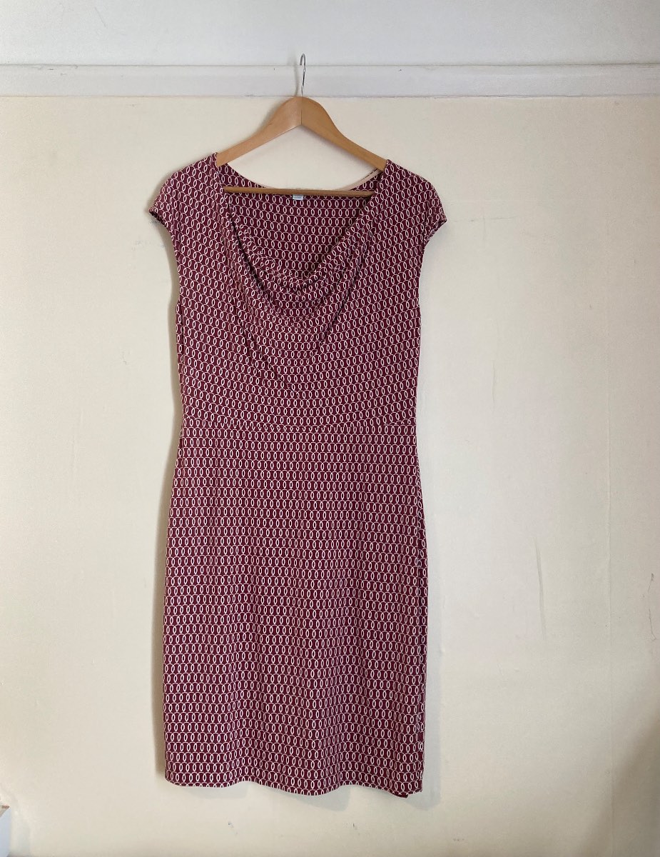 Boden geometric-print cowl-neck jersey dress Size 14