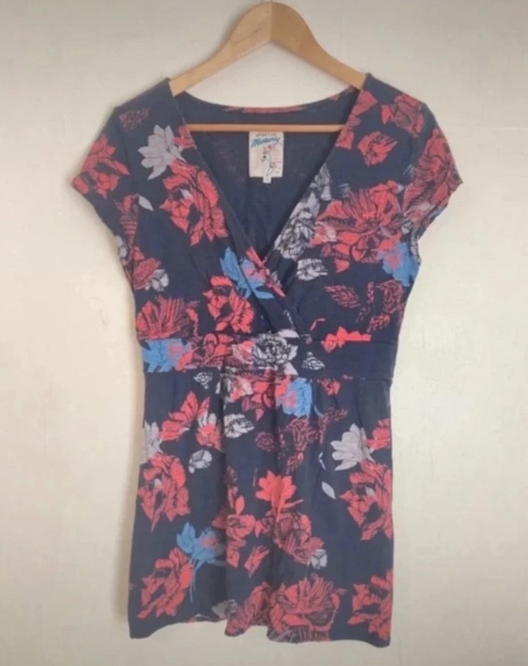Mantaray tropical floral mock wrap dress Size 12