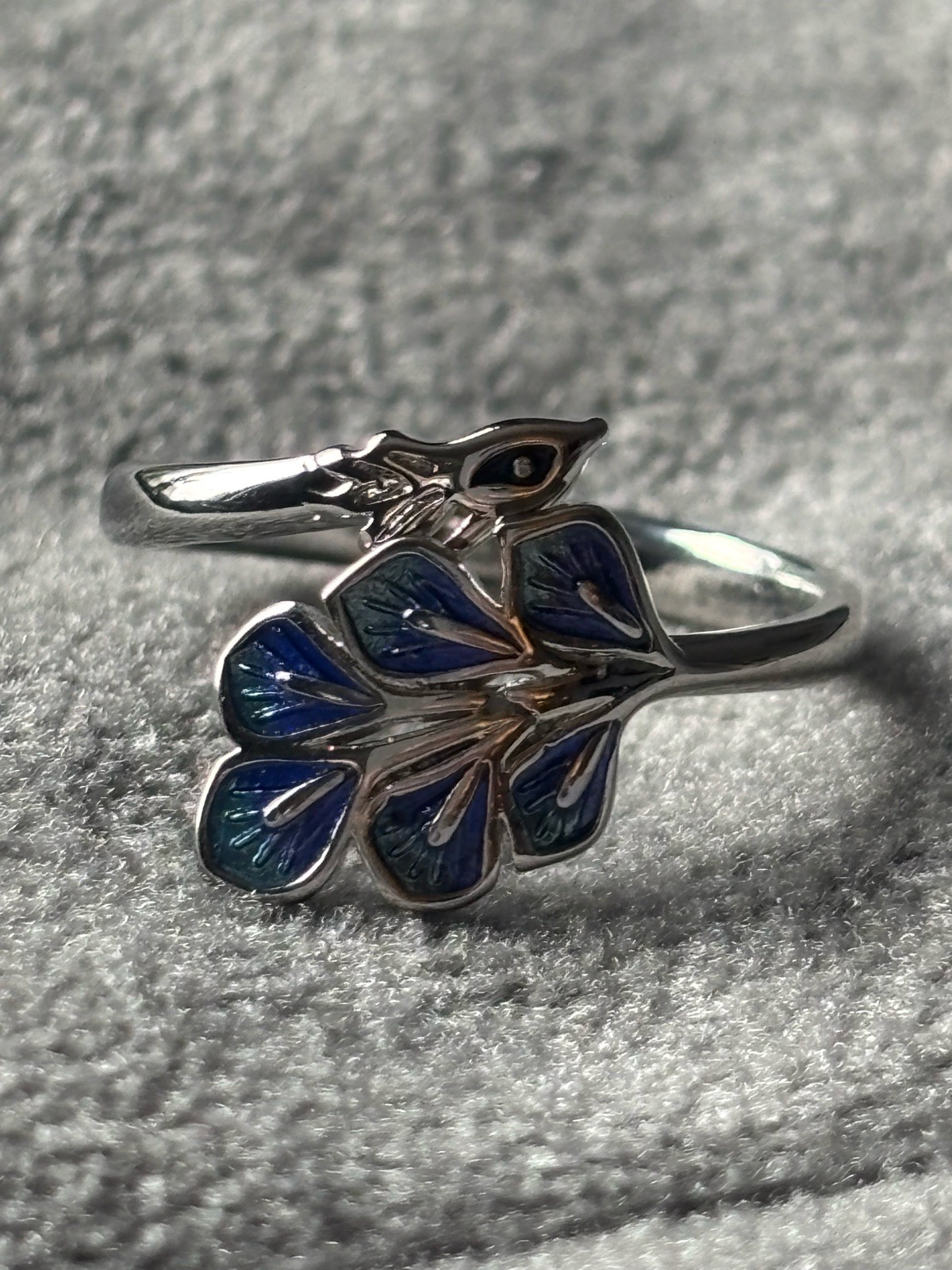 925 silver stunning colourful peacock ring adjustable