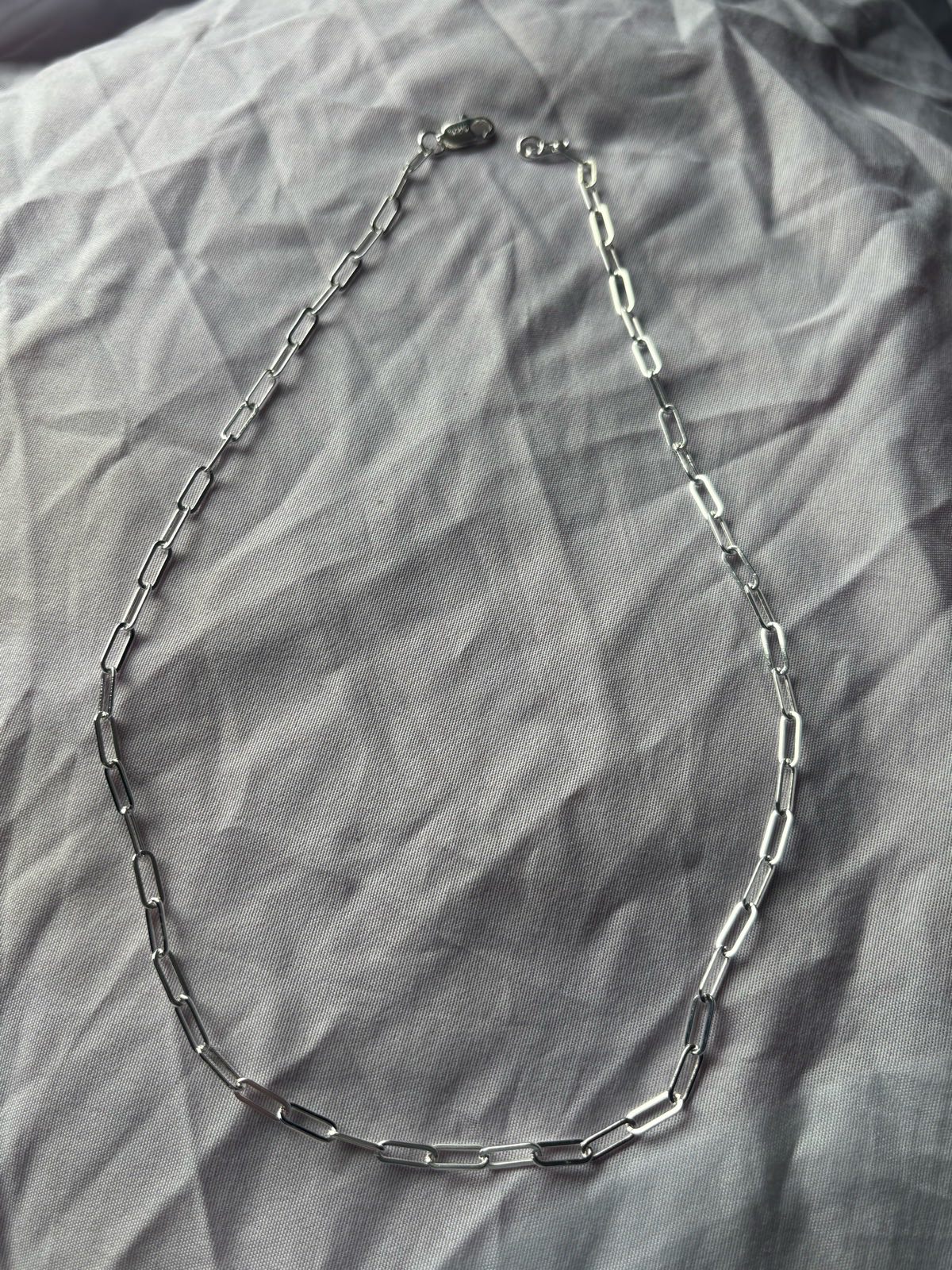 924 silver simple paper clip link necklace minimalistic design