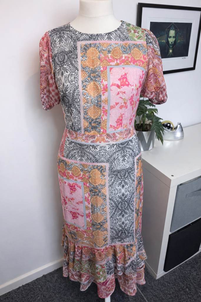 Never Fully Dressed Floral Patchwork Midi Dress Size 12 Boho Tiered Summer