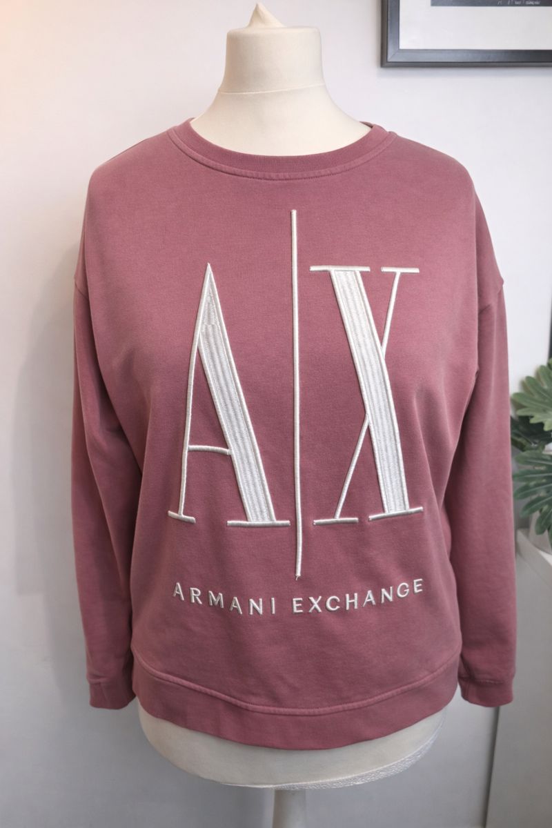 Armani Exchange Pink Sweatshirt Size Large 12 14 Ladies Logo Designer
