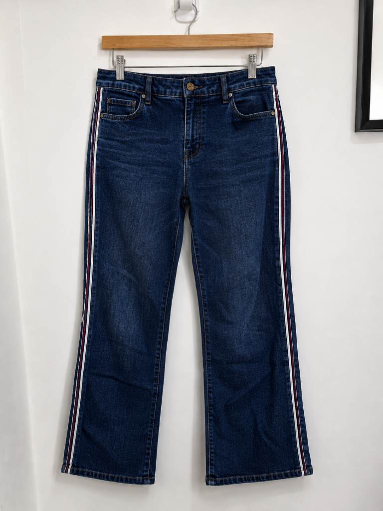ME+EM Jeans Size 10 Side Stripe Straight Leg Navy Blue Women's
