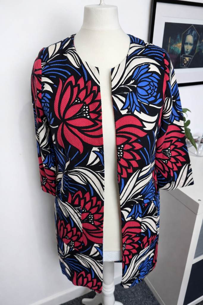 Monsoon Floral Jacket Size 10 Open Front Lightweight Smart Casual Layering