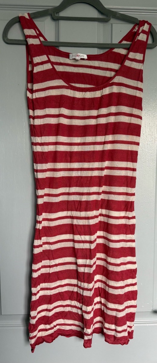 Ladies Kookai Red And White Striped Dress Size Small