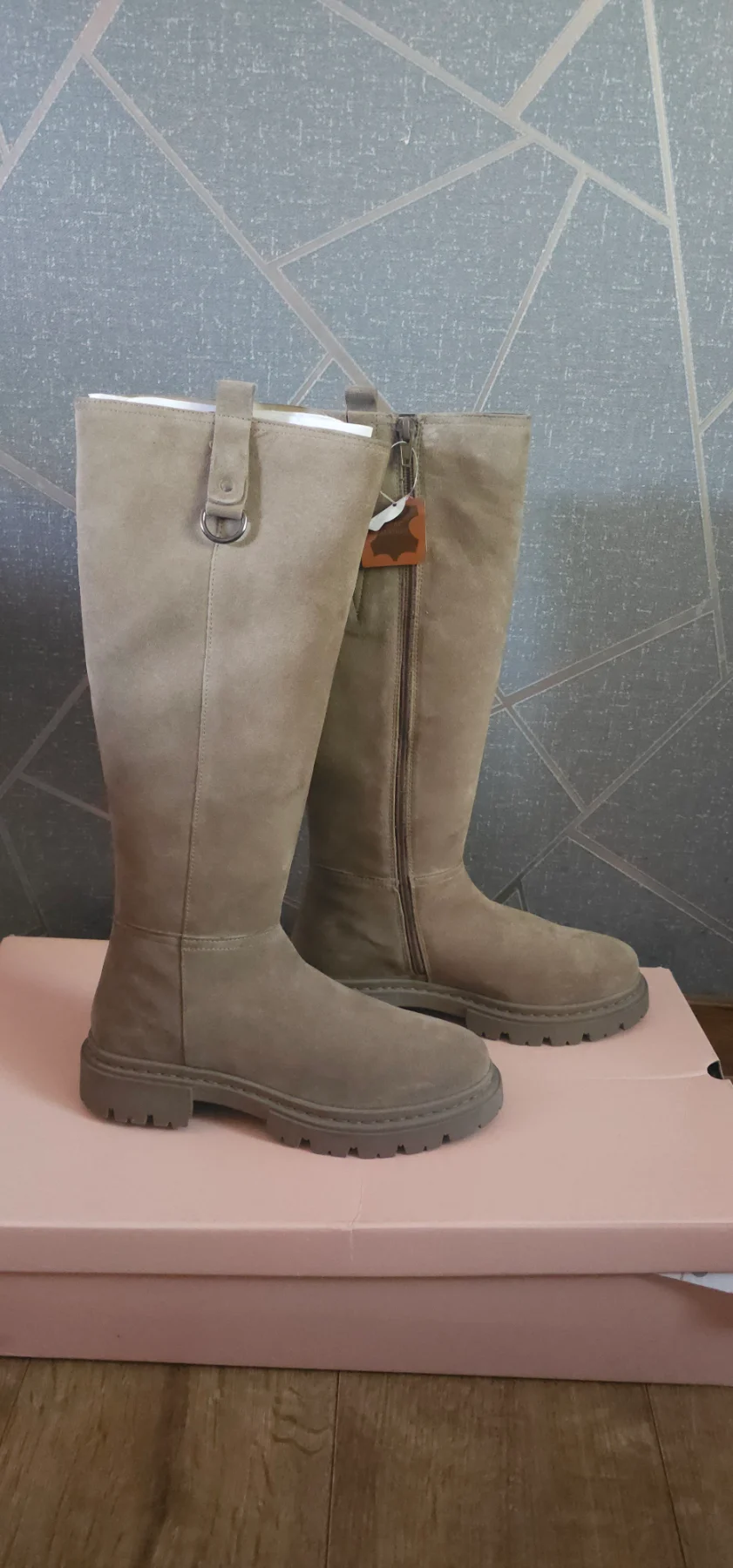 Women beige suede boots leather size 5.5 uk eu 39 RRP 79.99 £