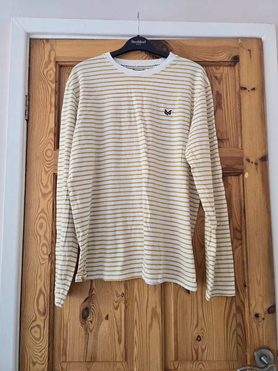 Crew Clothing Co Mustard & White Stripe Long Sleeve Top | Size XL