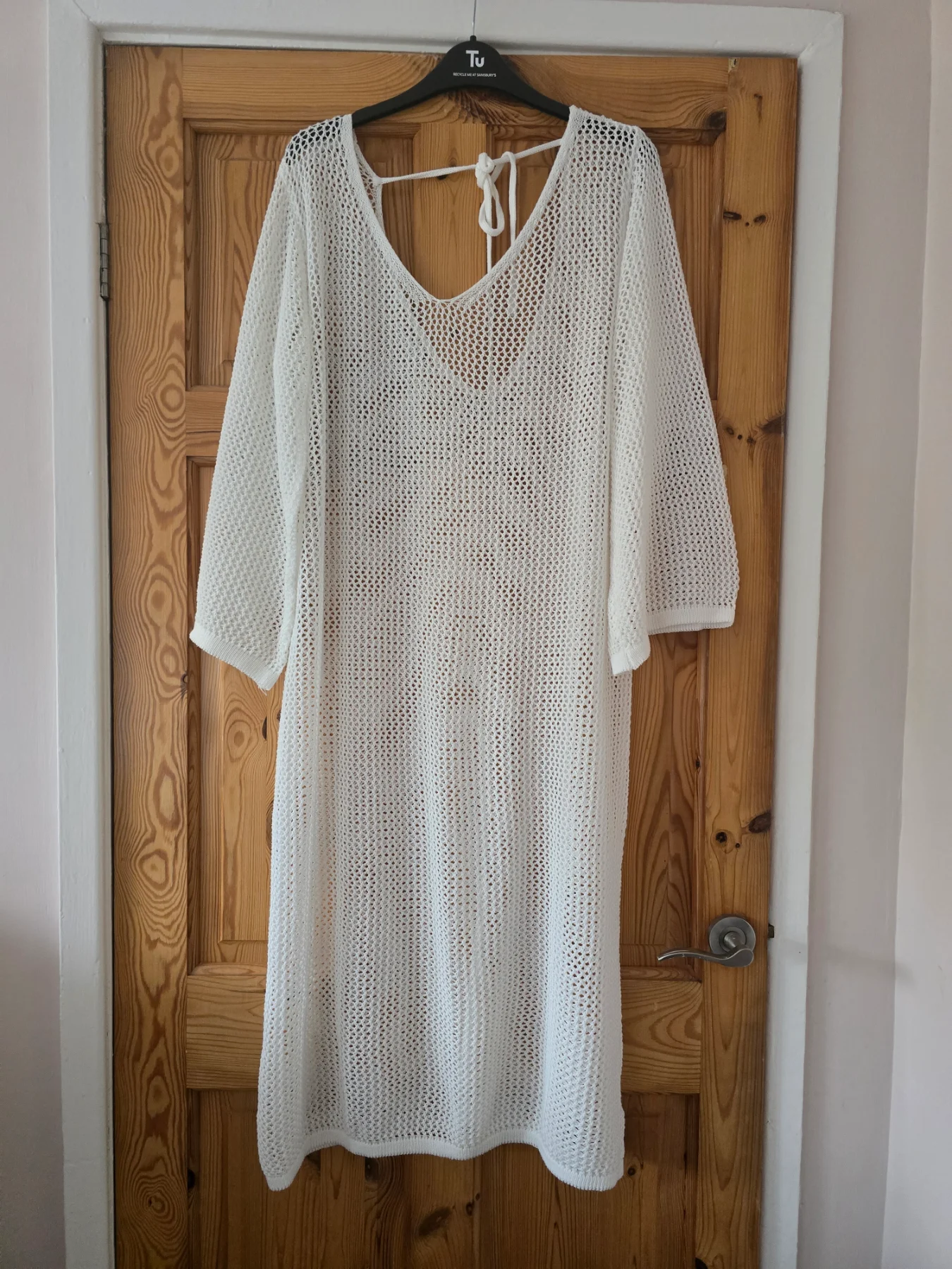 White Crochet Knit Sheer Midi Cover‑Up Dress – Size 3XL