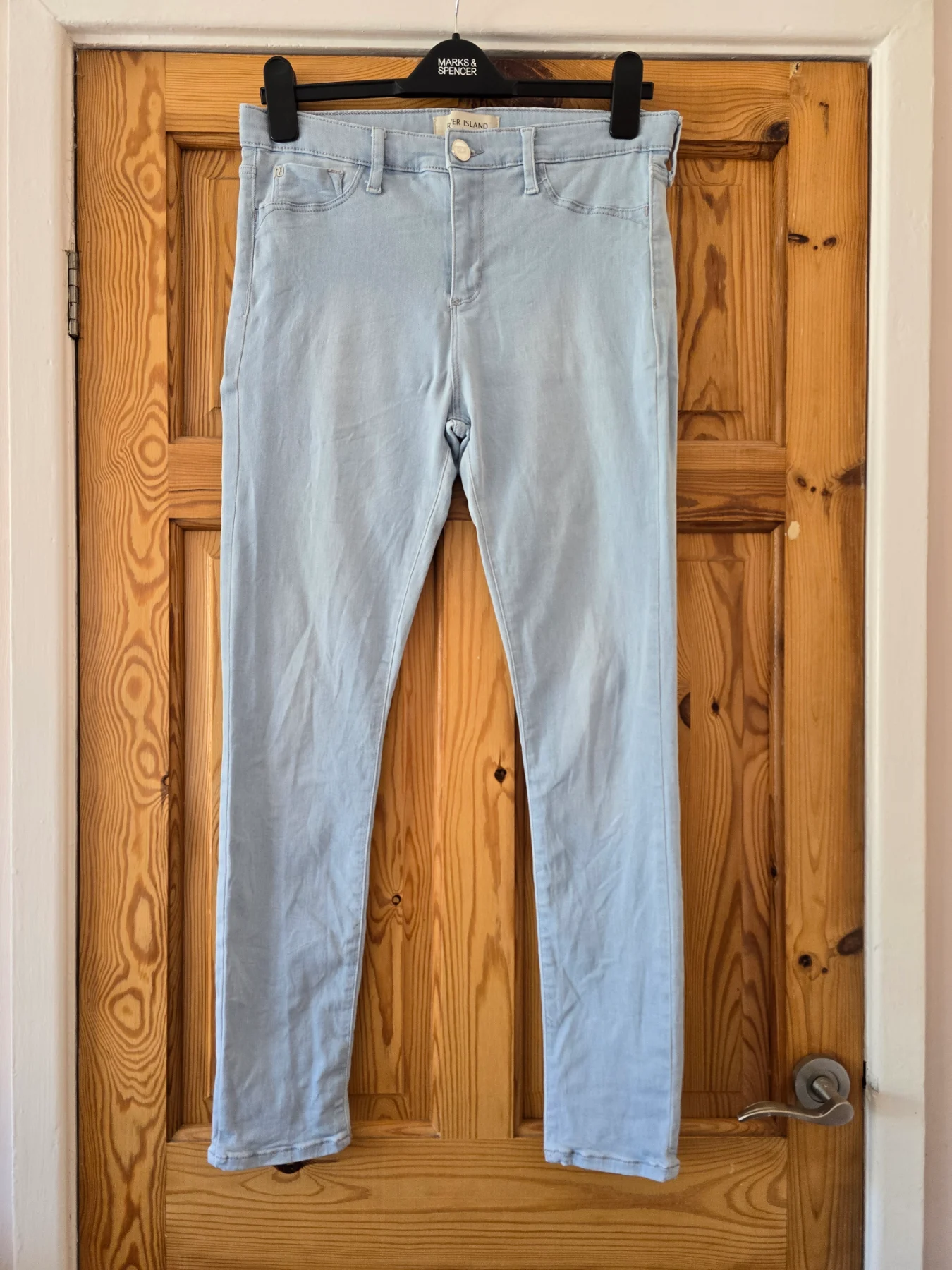 River Island Light‑Wash Slim Jeans – Size 14 S / Short Length