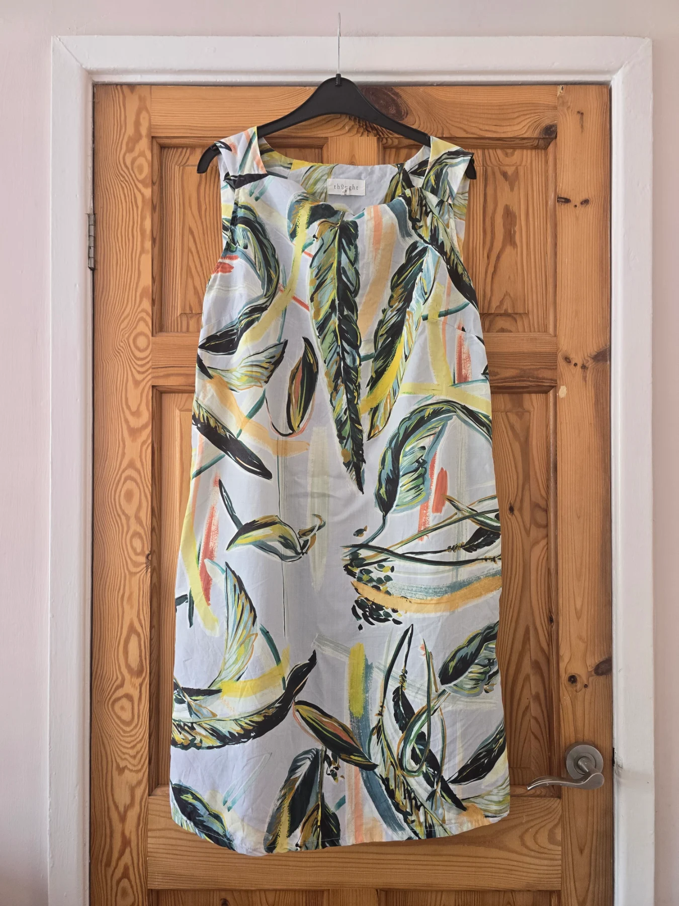 Thought Abstract Leaf Print Shift Dress — Size 14