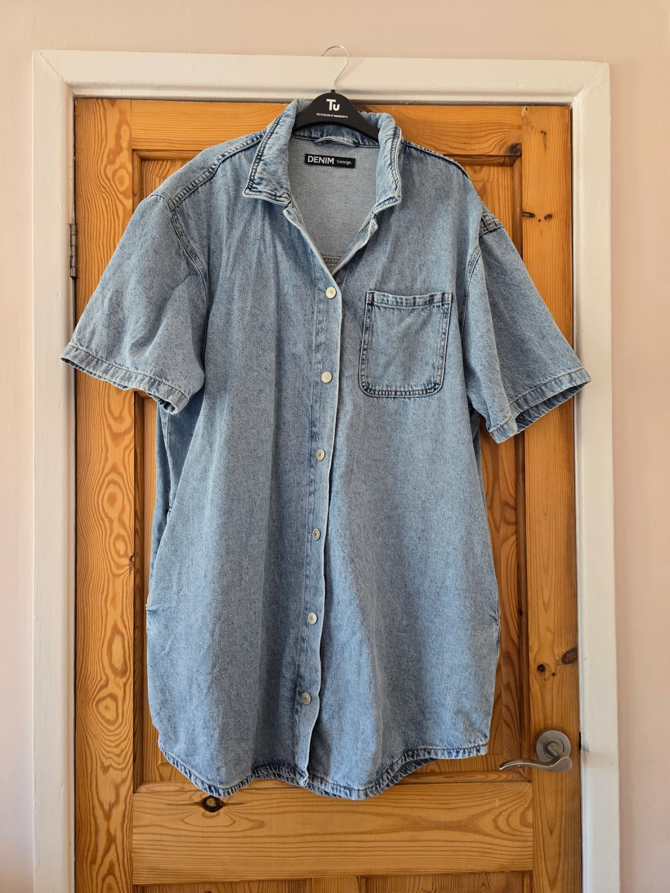 - George at ASDA light‑wash denim shirt – size 20, oversized fit