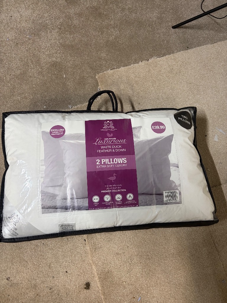 100% White Duck feather & down pillows