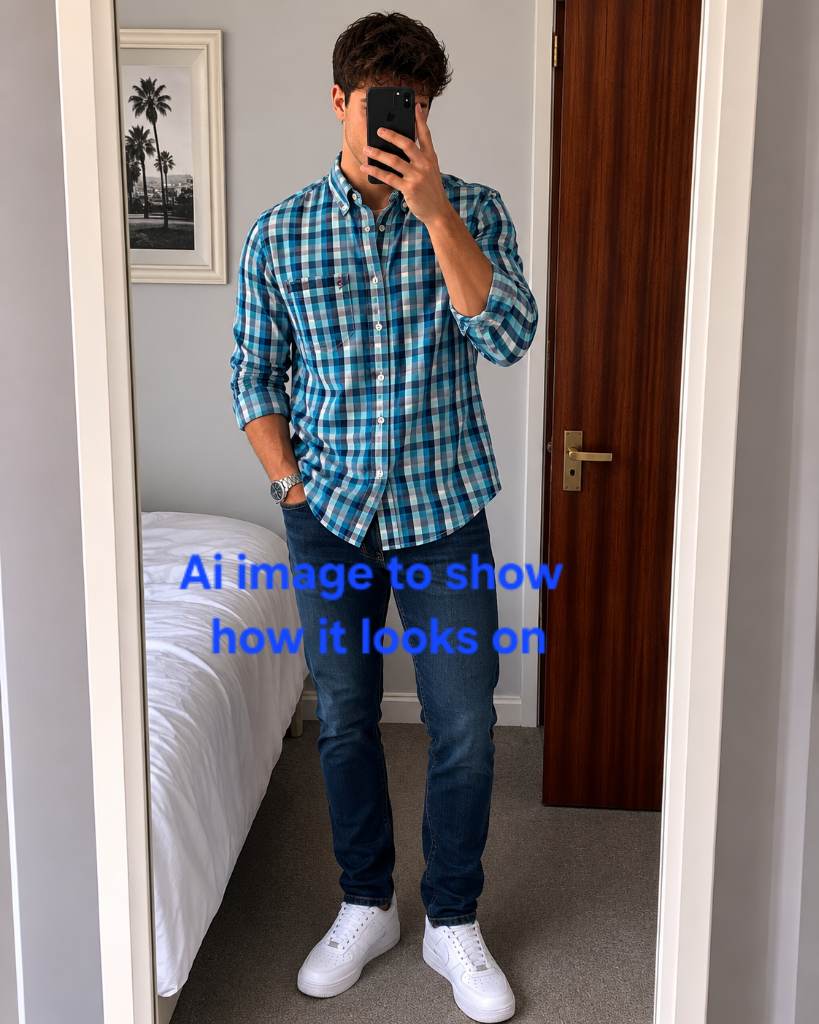 Joules Mens Large size L checked shirt blue white smart casual