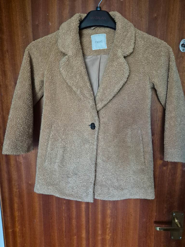 Next girls teddy borg tan jacket coat cosy warm age 6