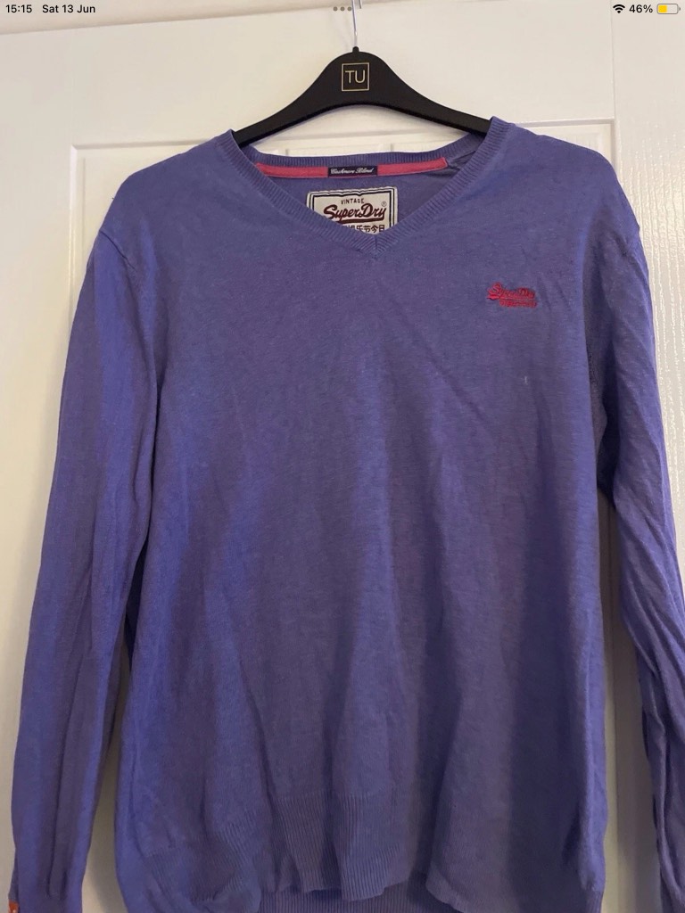 Superdry purple v-neck ladies jumper size XXL