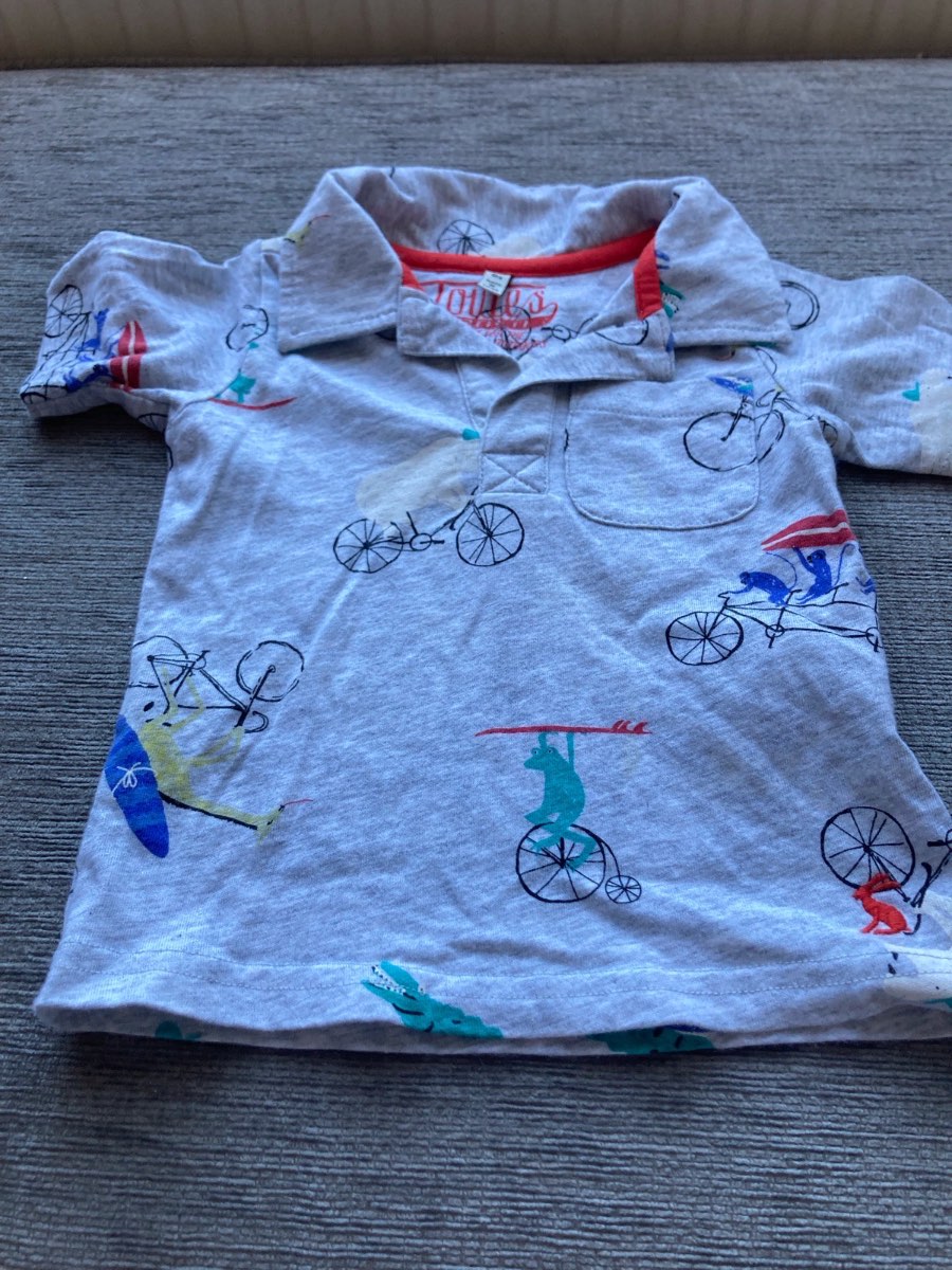 Joules baby boy cycle logo top 3/6months