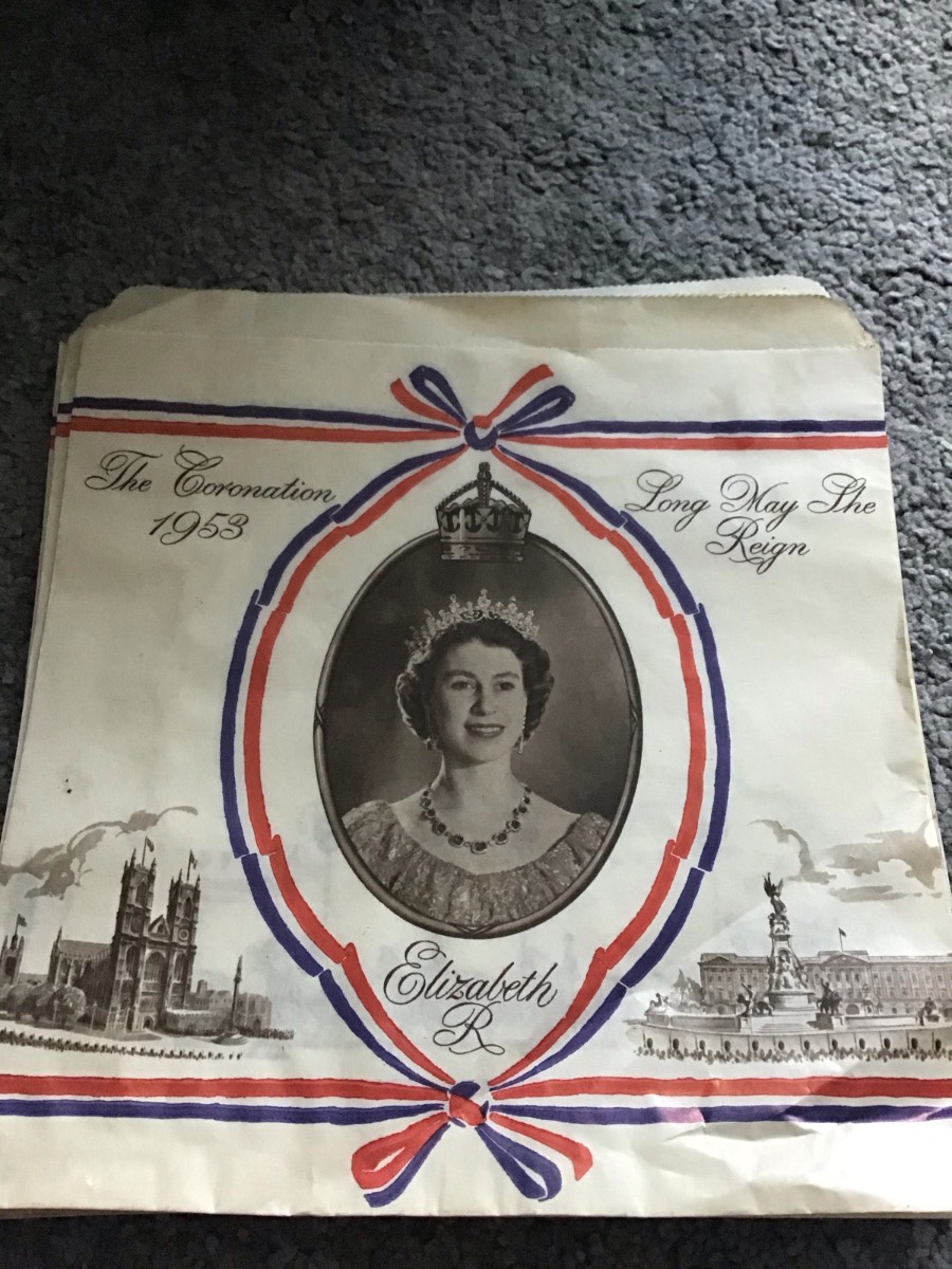 Vintage ER Queen Elizabeth II Coronation 1953 Souvenir Paper Shopping Bag/Wrap