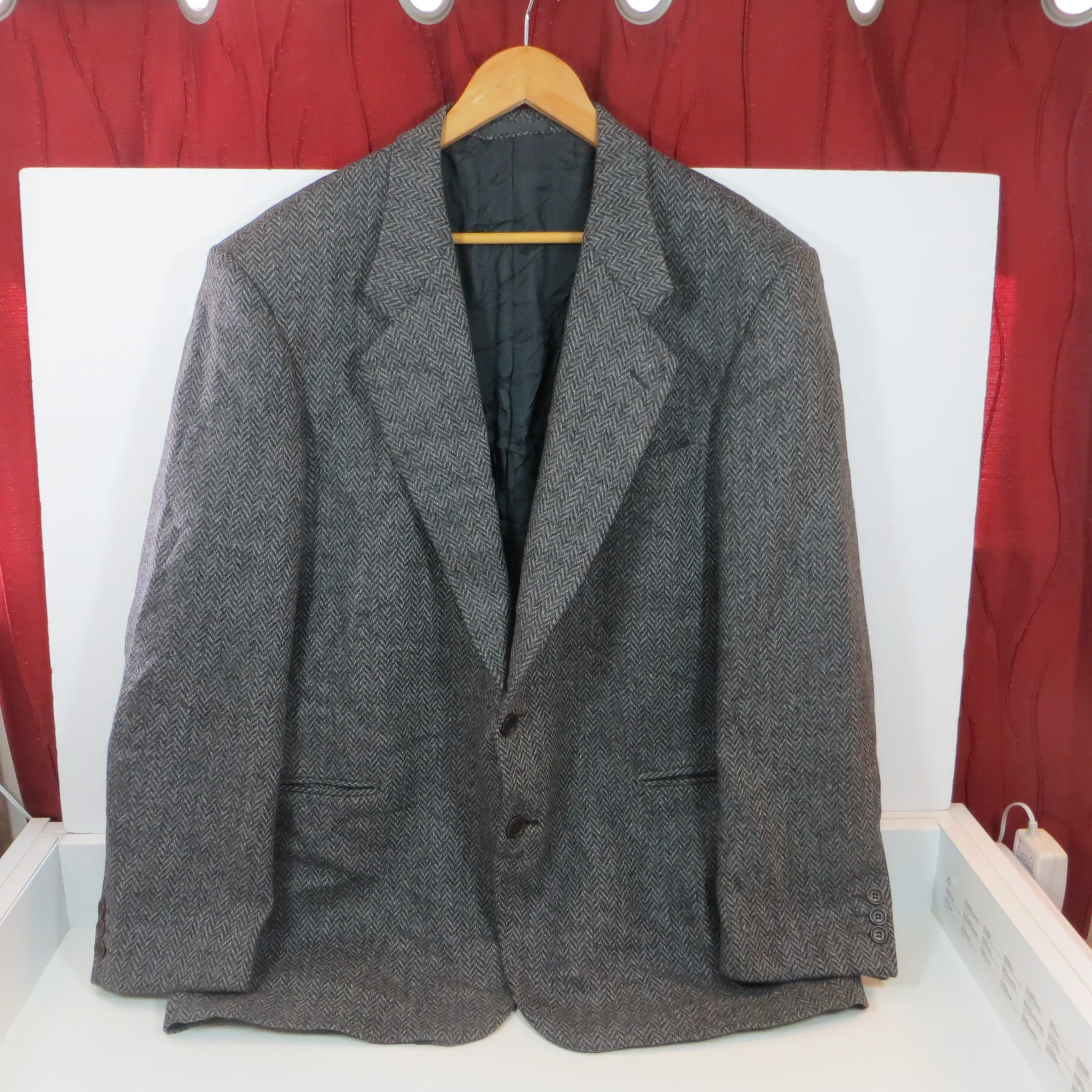 Lebole Uomo Blazer Sport Coat 42R Men’s Gray Herringbone 100% Wool Made in Italy