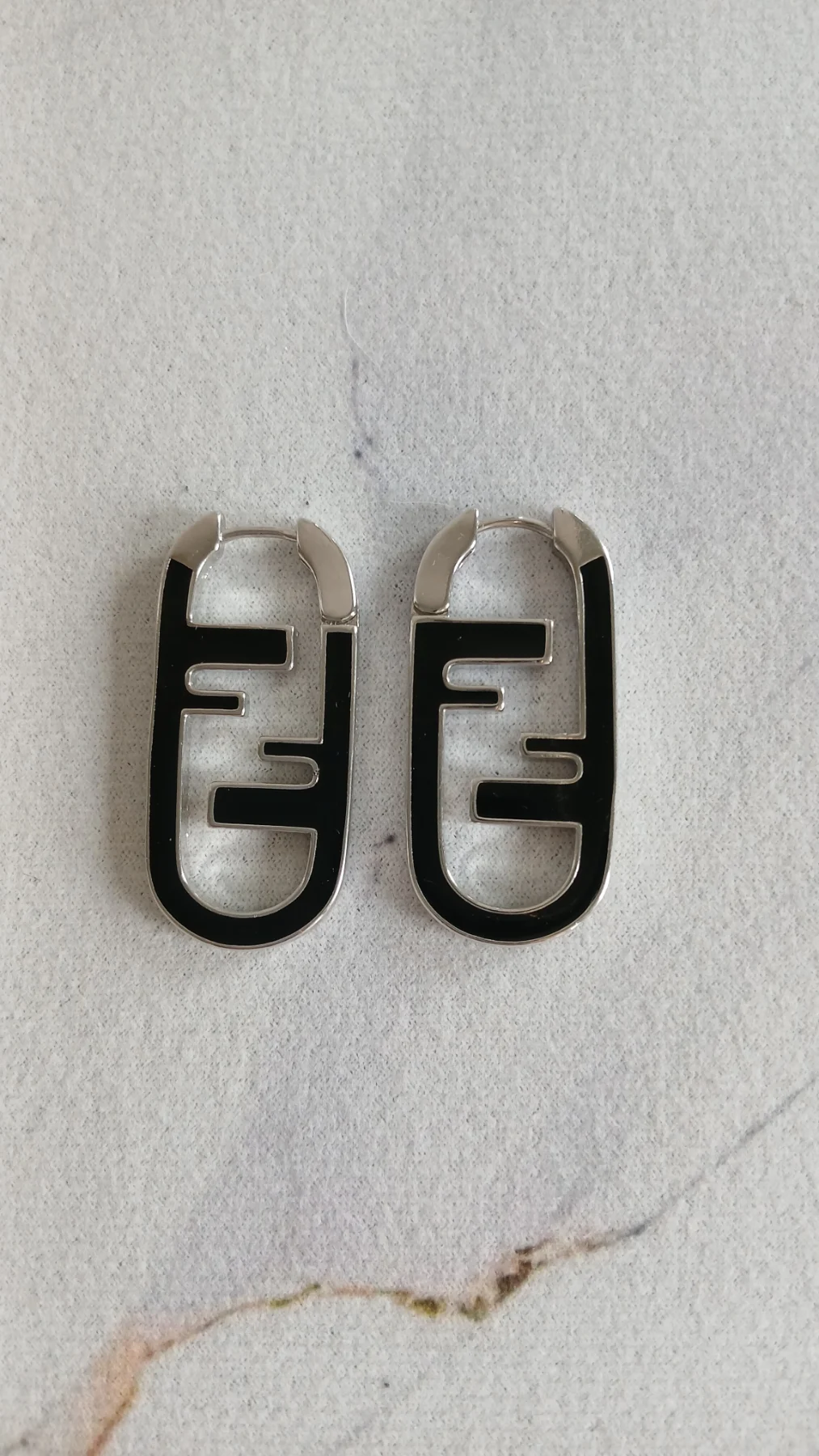 Black & Silver-Tone Hoop Earrings