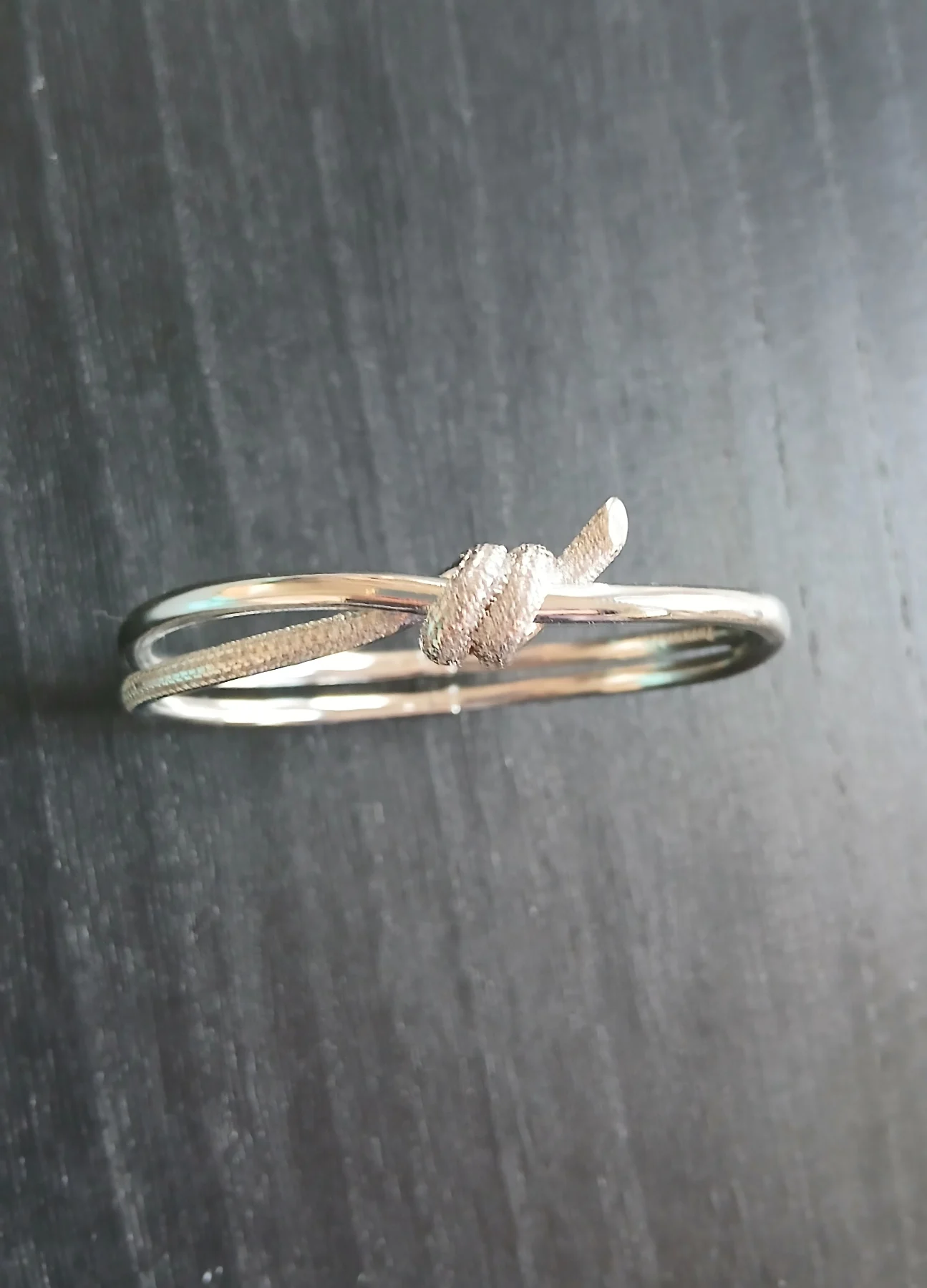 Rhodium-Plated Knot Bangle Bracelet