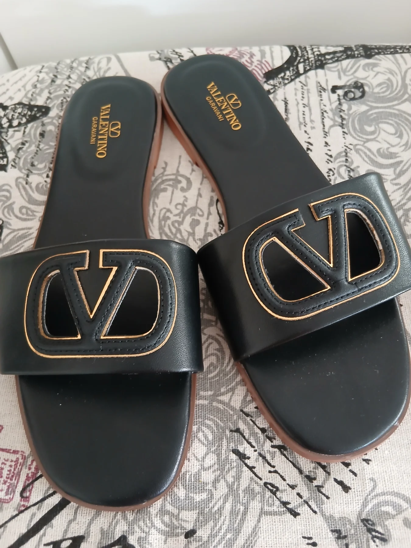 Valentino Black Leather Slide Sandals EU 40 / UK 6.5