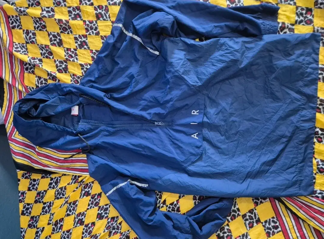 Nike Air Blue Windbreaker Half-Zip Hooded Jacket Nylon Shell